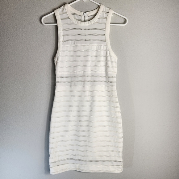 Urban Outfitters Silence + Noise Ivory Bodycon Eyelet Cutout Mini Dress-Size S - Picture 1 of 8